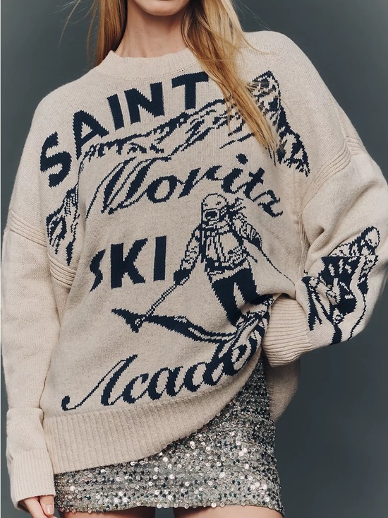 Anthropologie Sweaters - Anthropologie Maeve Oversized Graphic Crew-Neck Sweater